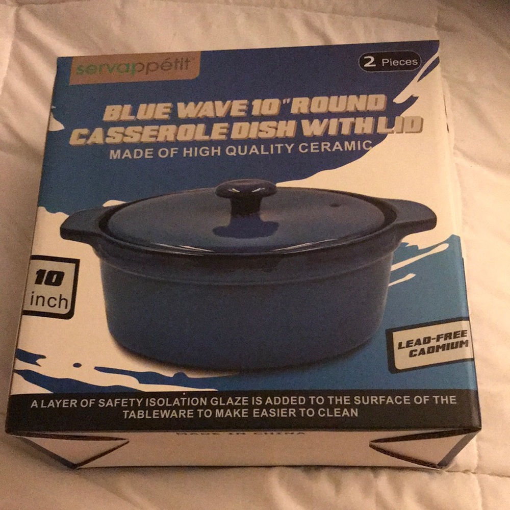 Servappetit Blue Wave 10” Round Casserole Dish